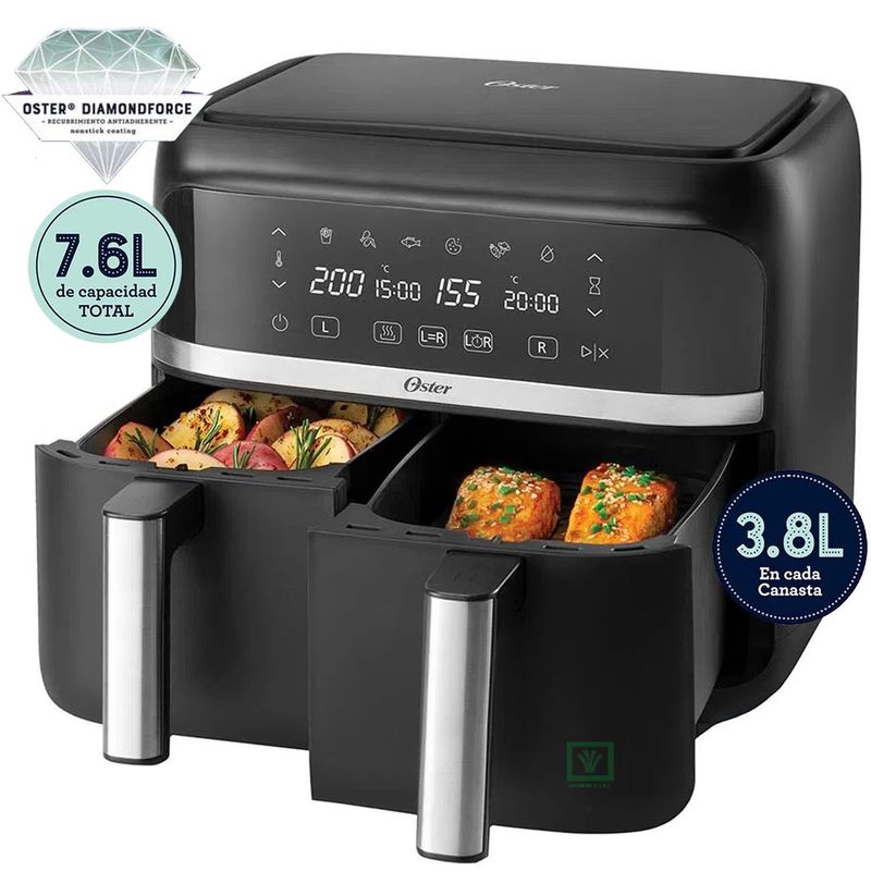 OSTER - Freidora de Aire Dual Oster® DiamondForce CKSTAF7MCDDF