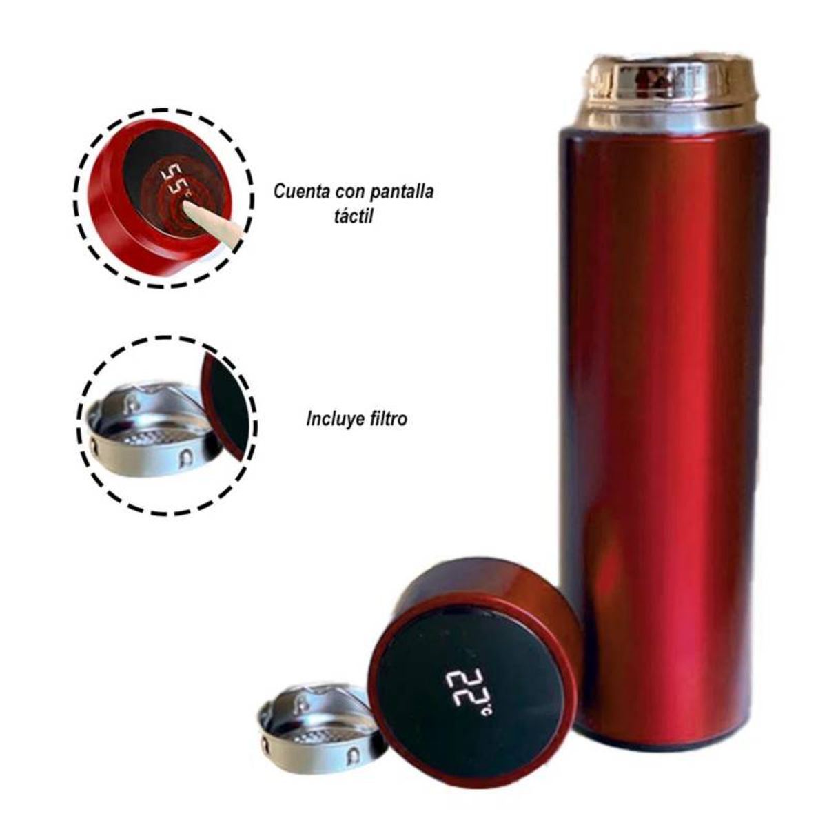 GENERICO - TERMO LED INTELIGENTE ROJO