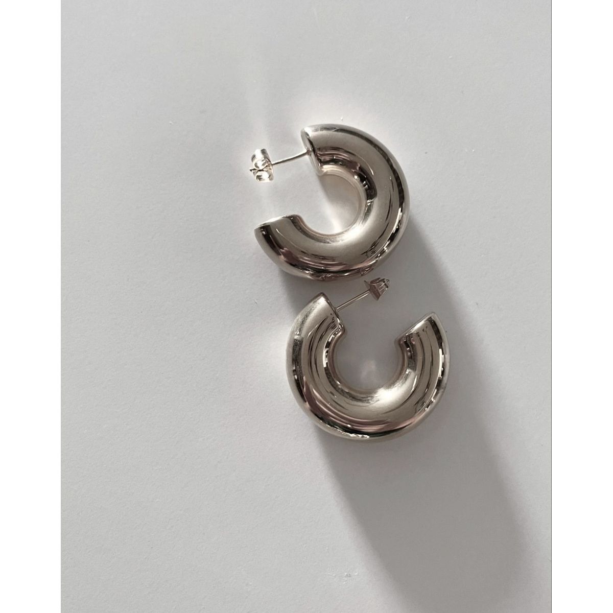 GENERICO - Arete Aros Chunky Pulverizado en rodio