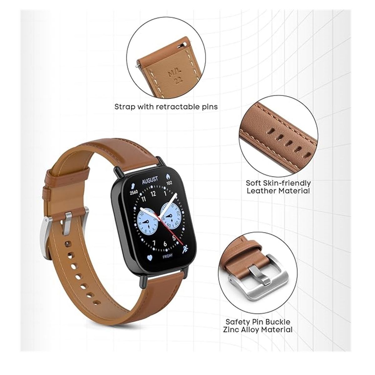 GENERICO - Correa de Cuero Compatible con Redmi Watch 5 Active  - Marron