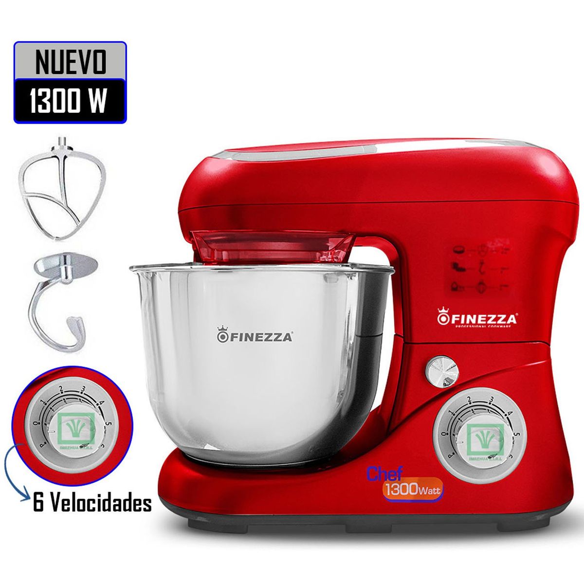 FINEZZA - Batidora Orbital 1300W FZ-6822B 6 Velocidades