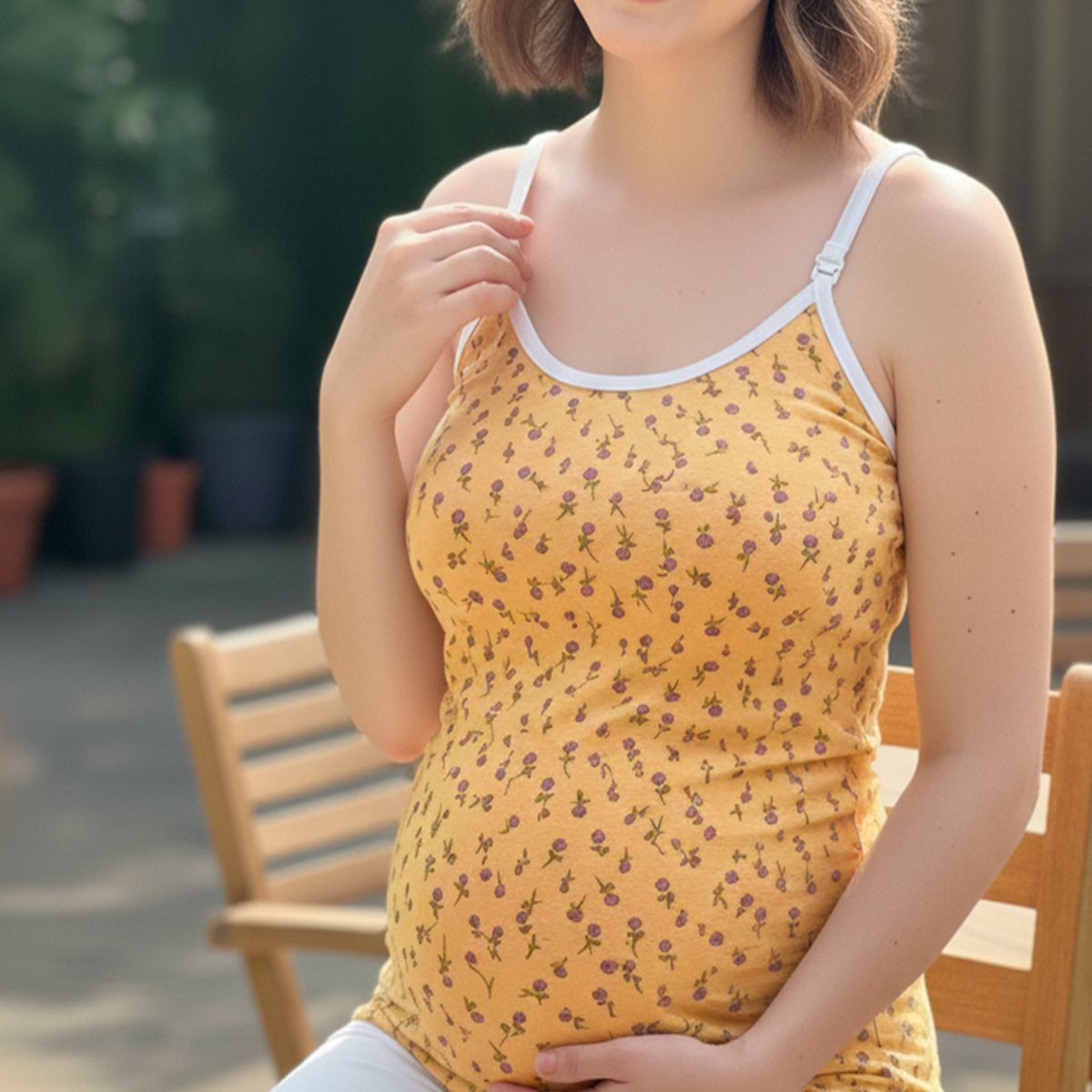 GENERICO - Polo Tiritas Broche Lactancia Top Incorporado AmariilloFloresRojo