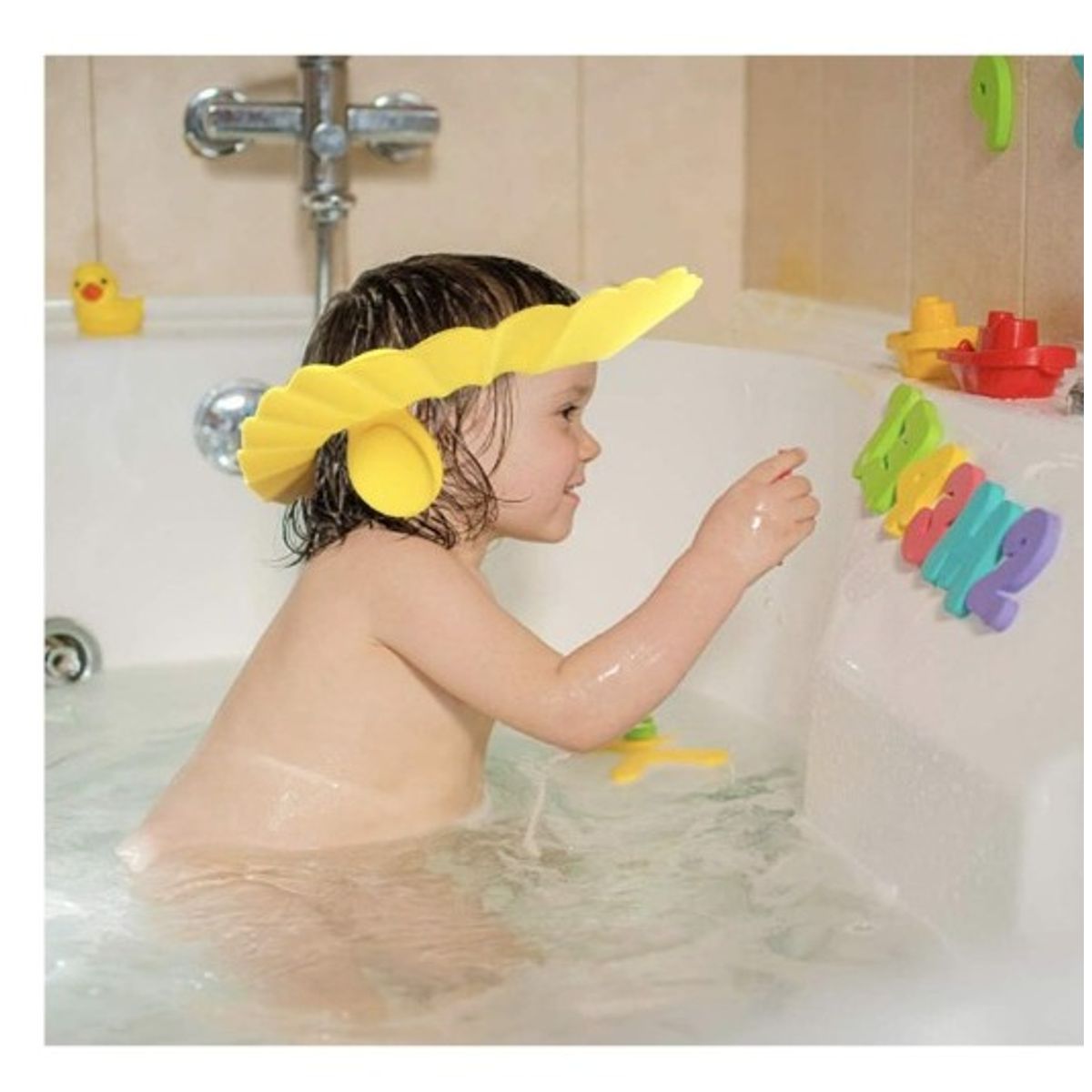 GENERICO - Gorro de baño para bebés Con Protector De Orejas Amarillo