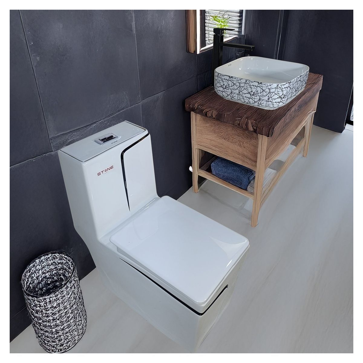 STONE - COMBO HANK CUADRADO BN + BOWL AMALIA LINE + DESAGUE PUP UP PBOWL