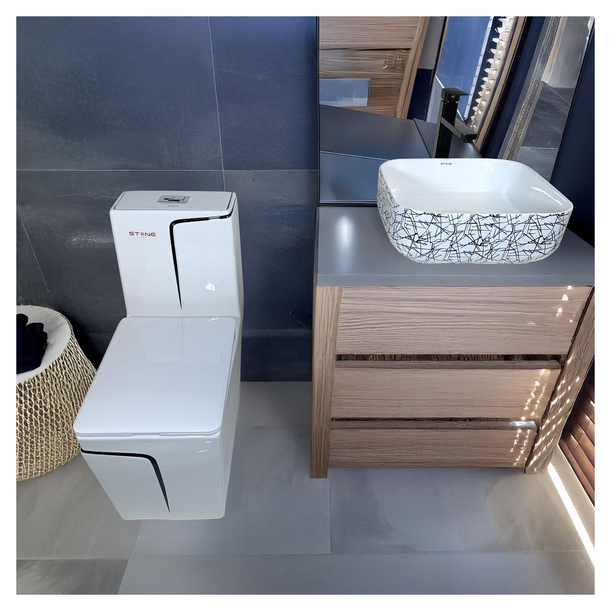 STONE - COMBO HANK CUADRADO BN + BOWL AMALIA LINE + DESAGUE PUP UP PBOWL