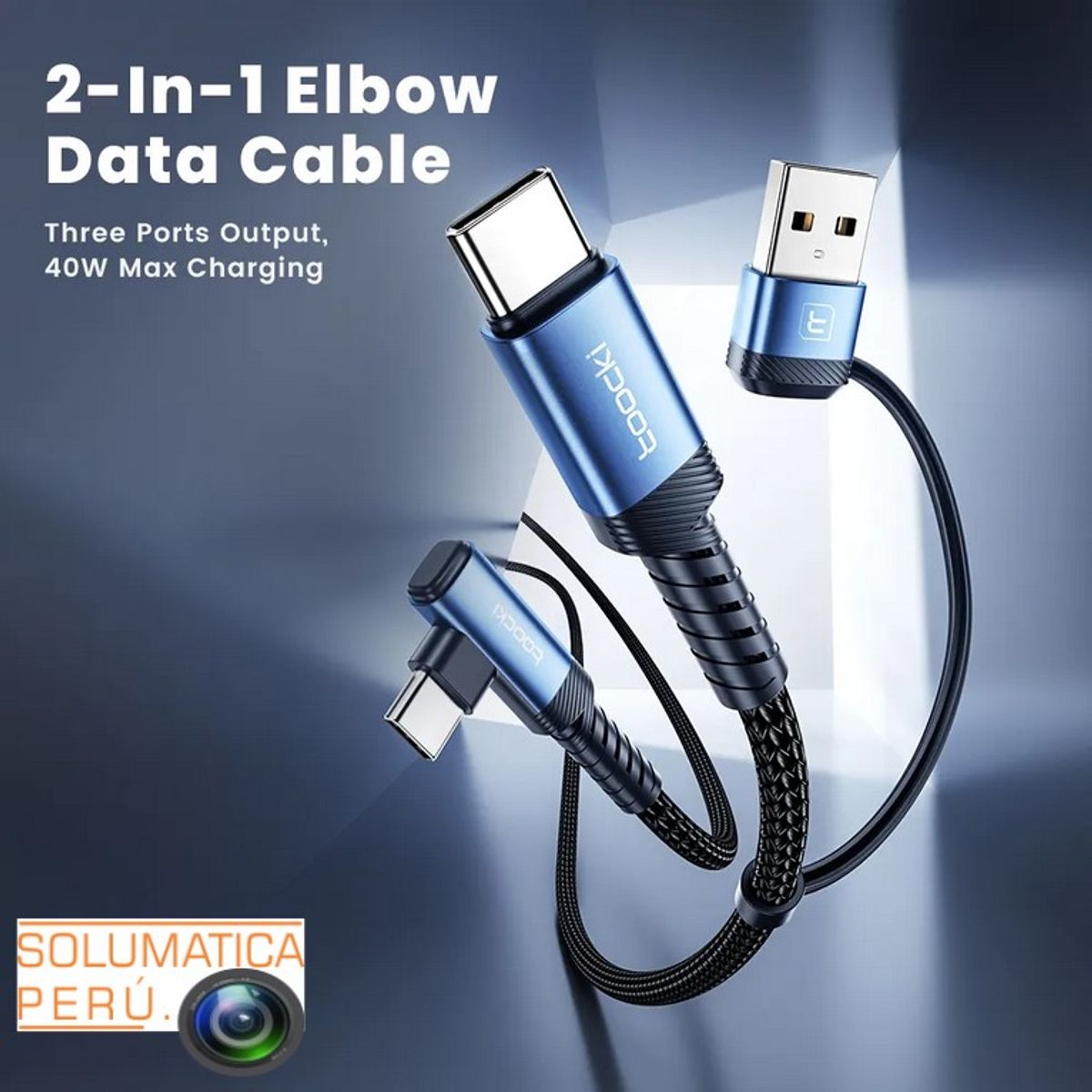 OEM - Cable Usb Tipo C 2en1 - 2 Metros Carga Rapida y Datos - Toocky