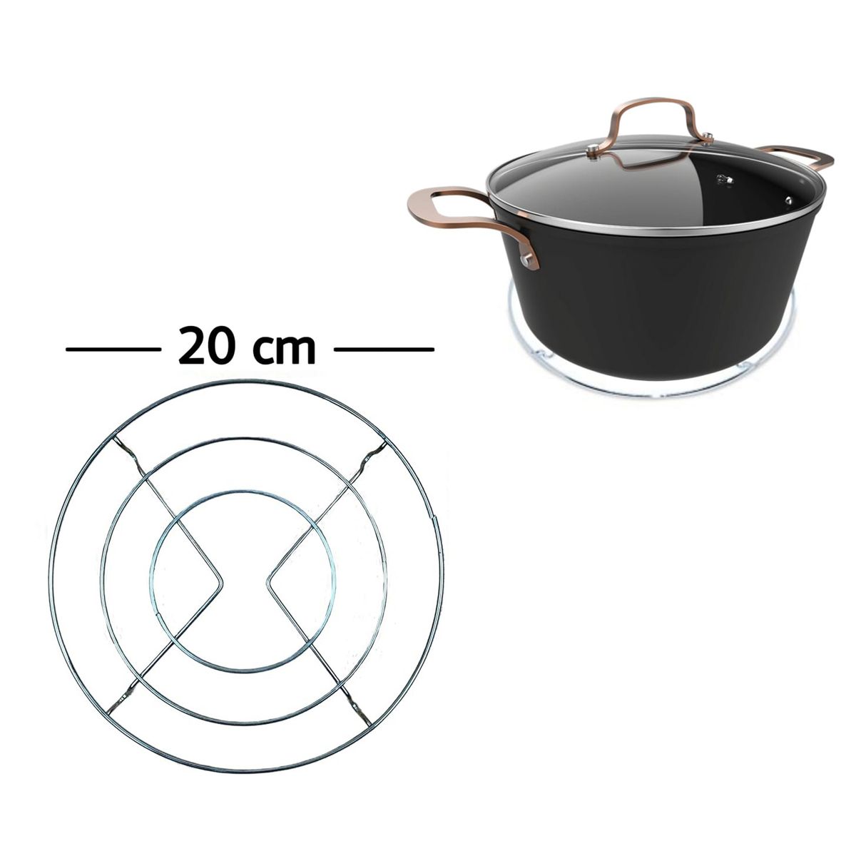 GENERICO - POSA OLLAS DE METAL CROMADO 20CM