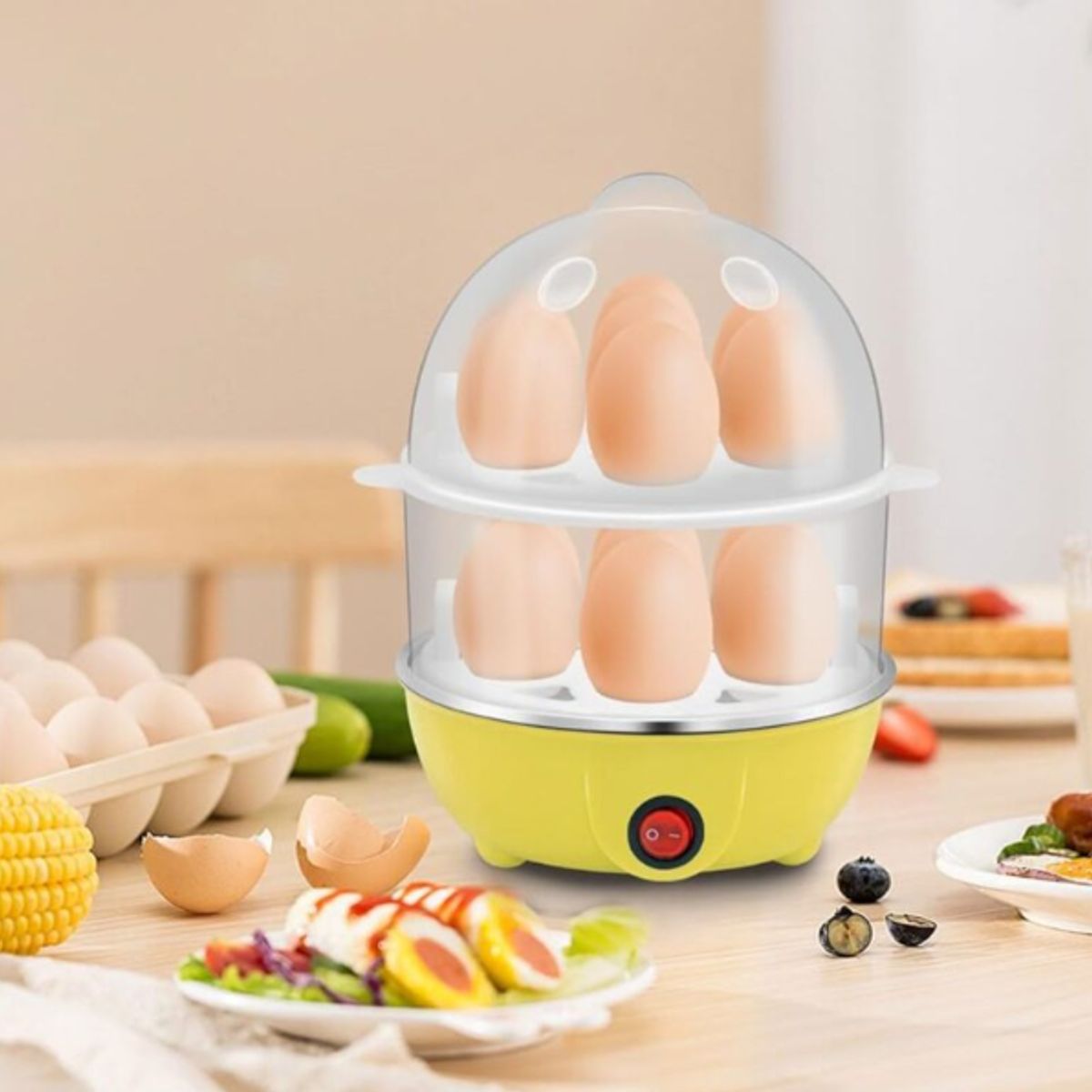 GENERICO - Hervidor de Huevo Sancochador Eléctrico 2 Niveles