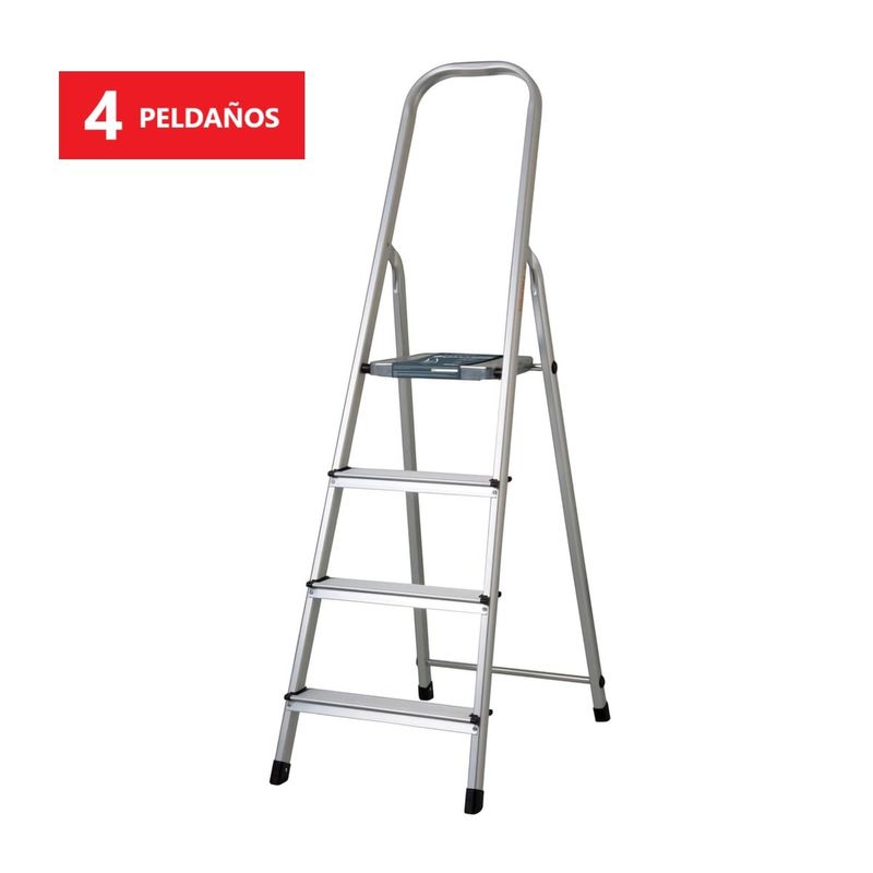 TRUPER - Escalera Tubular Plegable 4 Peldaños Soporta 150 kg TRUPER