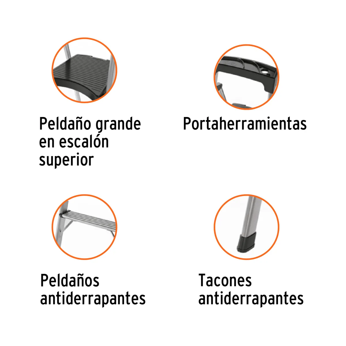 TRUPER - Escalera Tubular Plegable 4 Peldaños Soporta 150 kg TRUPER