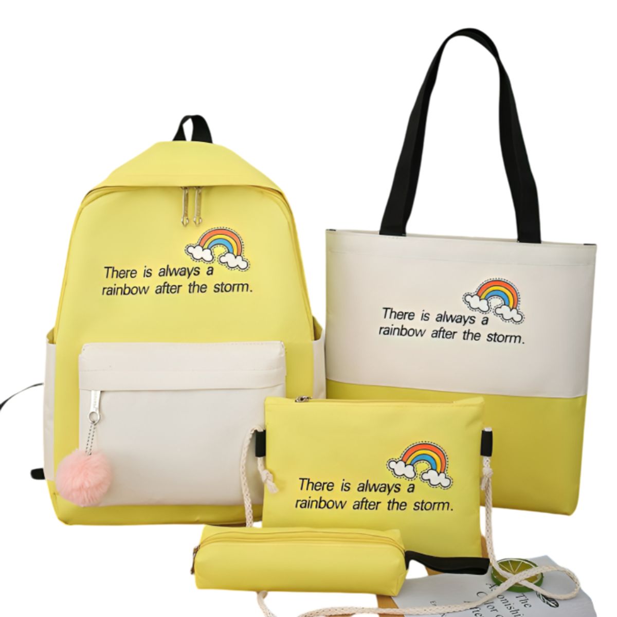 GENERICO - Mochila kit 4 en 1 con pompón