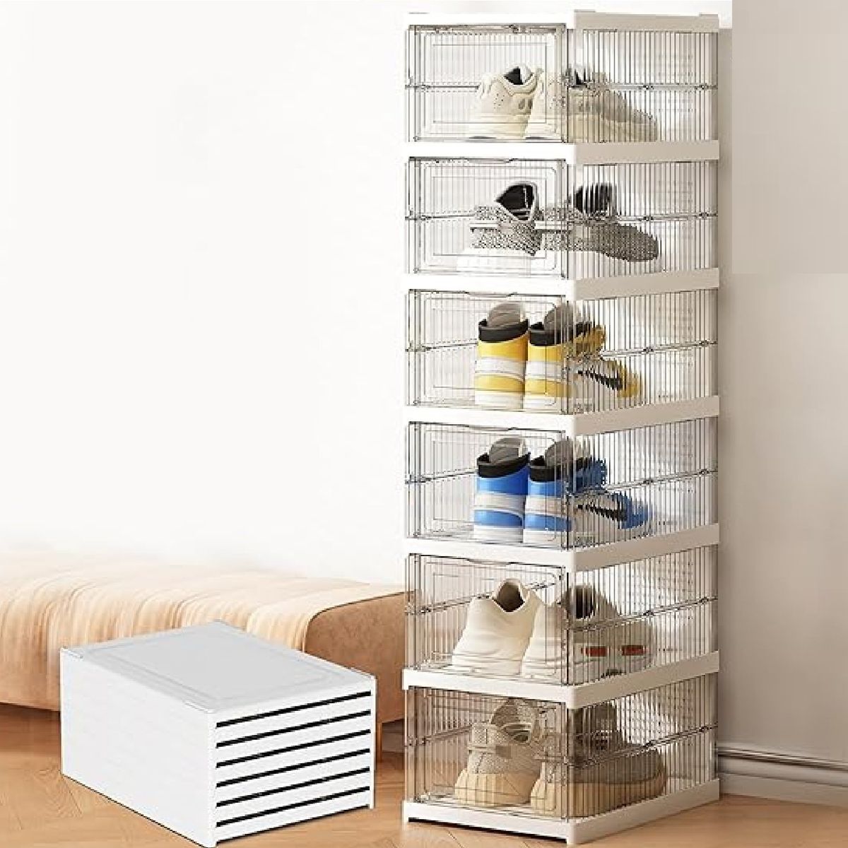 OTTOWARE - Zapatera Transparente Plegable de 6 Niveles