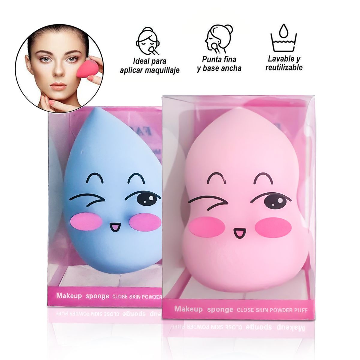 GENERICO - SET DE ESPONJAS PARA MAQUILLAJE BEAUTY BLENDER X2