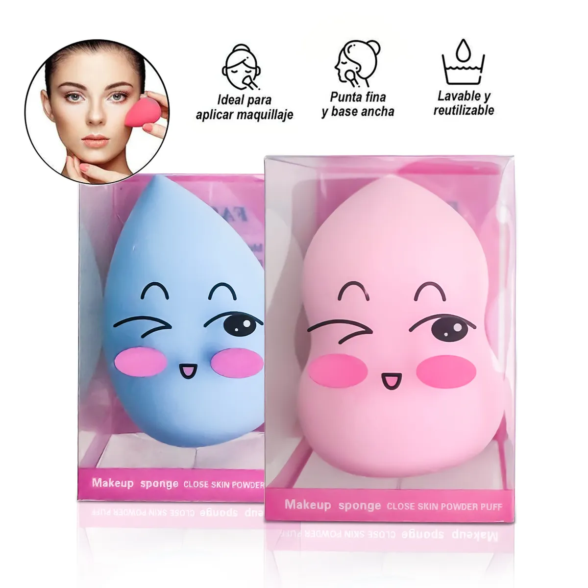 GENERICO - SET DE ESPONJAS PARA MAQUILLAJE BEAUTY BLENDER X2