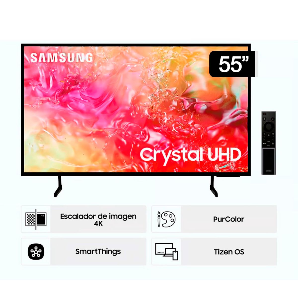 SAMSUNG - Televisor Samsung Smart UHD 4K 55 Crystal UN55DU7000G Nuevo Modelo - Negro