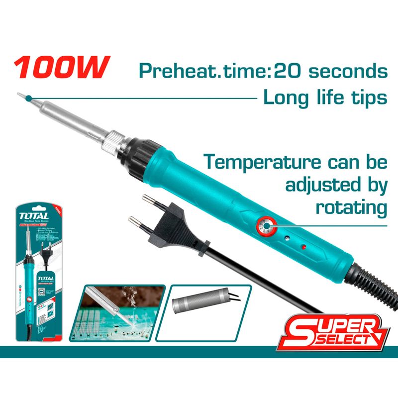 TOTAL TOOLS - Cautín Tipo Lápiz para Soldar Eléctrico 100W Total TET1100831