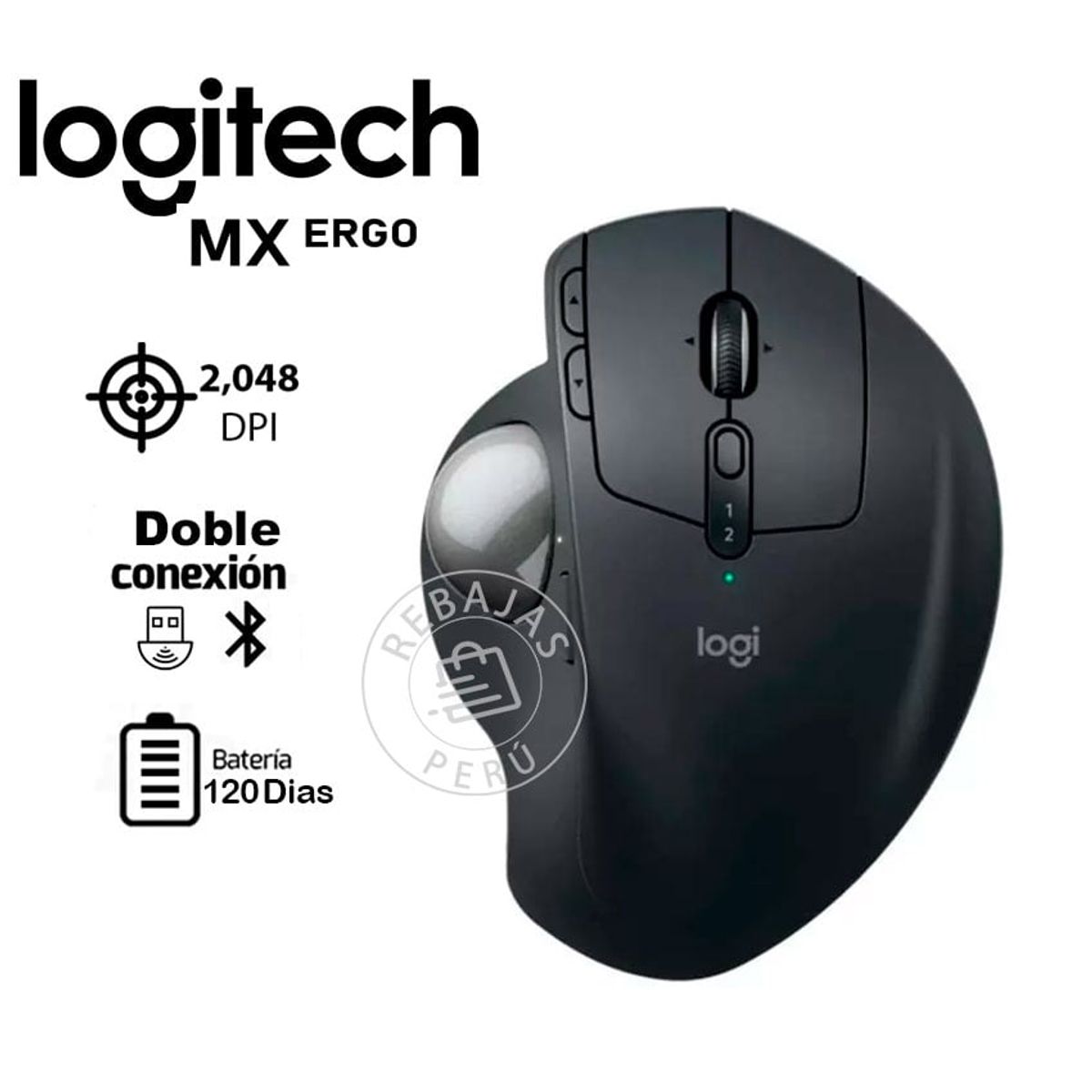 LOGITECH - Logitech MX Ergo S Advanced Trackball Mouse Ergonómico Inalámbrico