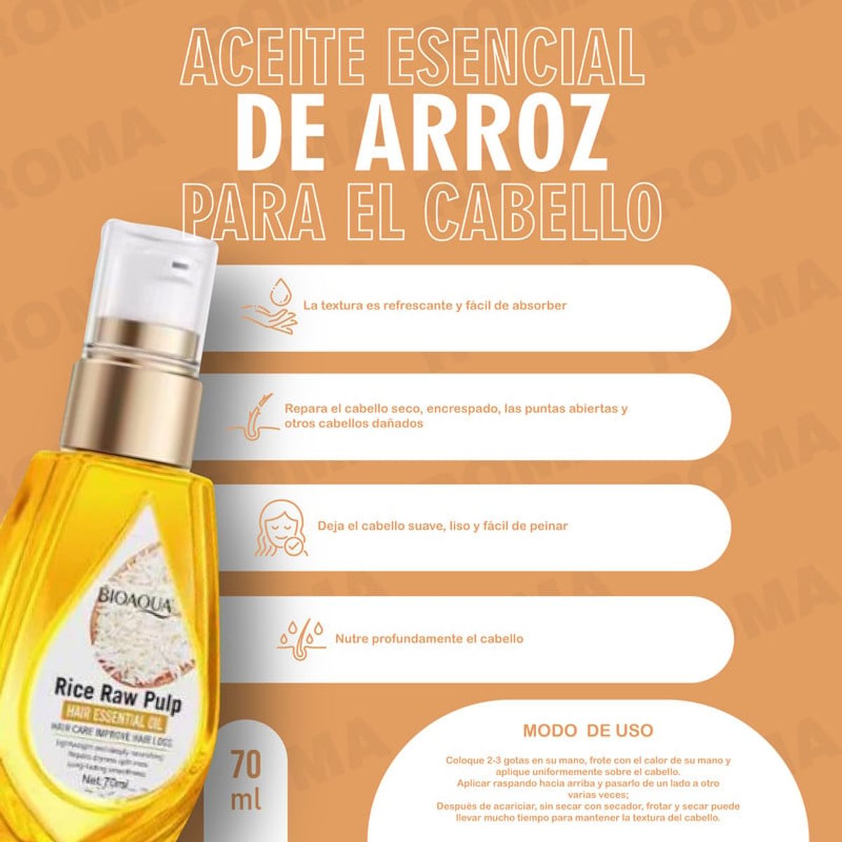 BIOAQUA - PACK 3 ACEITE ESENCIAL PARA CABELLO DE ARROZ BIOAQUA 210ML