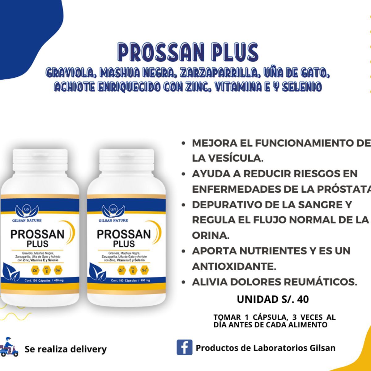 GENERICO - PROSSAN PLUS FCO X 100CAP -  Coadyuvante para la próstata
