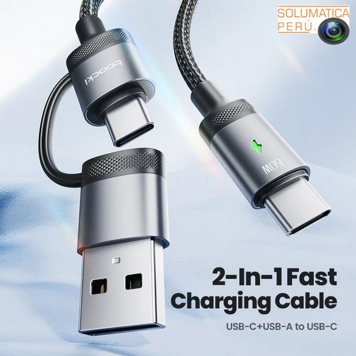 OEM - Cable Usb Tipo C 2en1 - 120cm 60W Carga Rapida y Datos - Toocky
