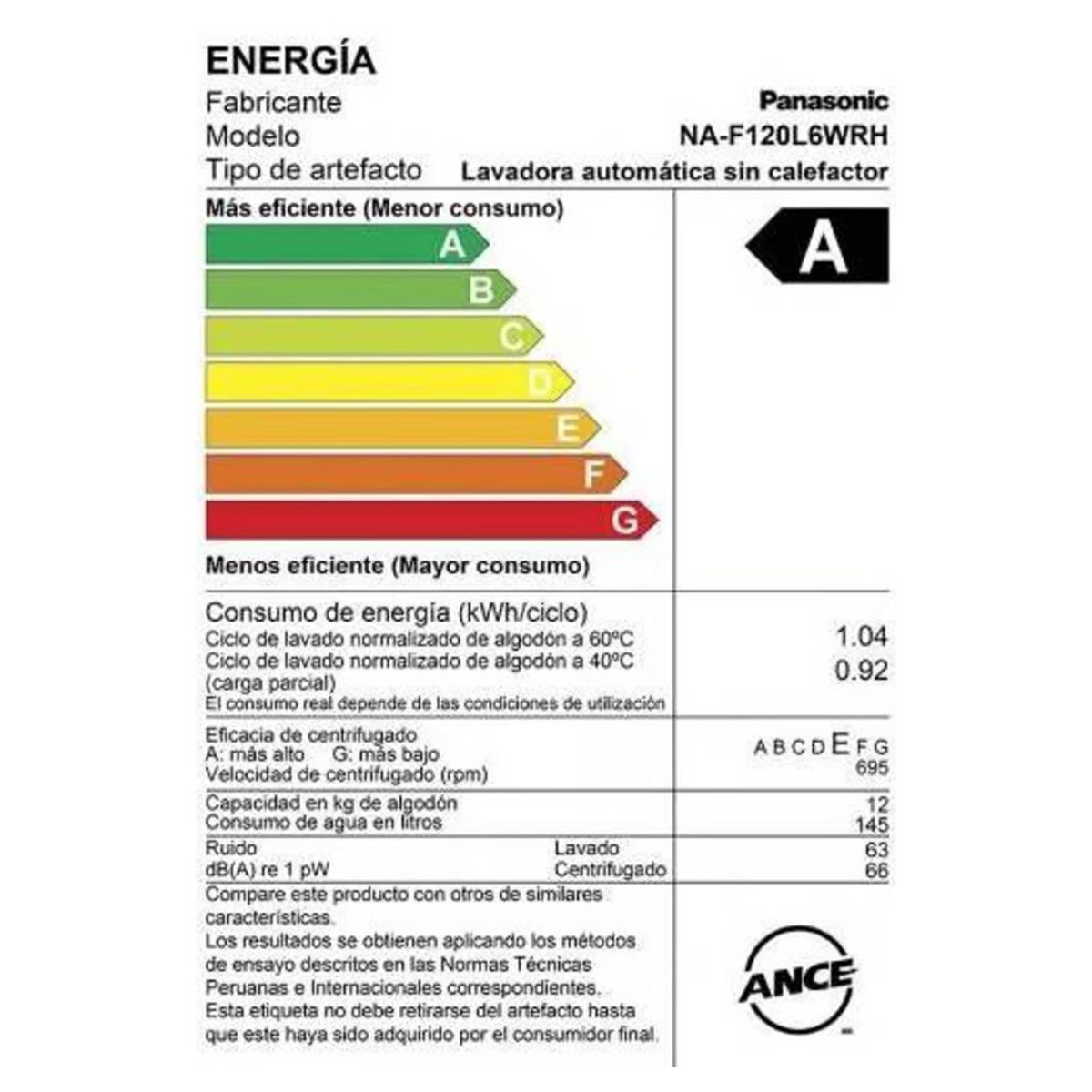 PANASONIC - LAVADORA PANASONIC CARGA SUPERIOR NA-F120L6WRH 12KG
