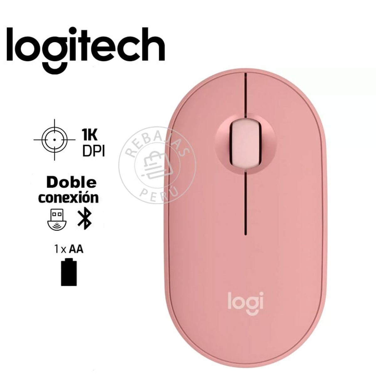 LOGITECH - Logitech Pebble 2 M350S Mouse Inalámbrico Bluetooth Compacto ROSE