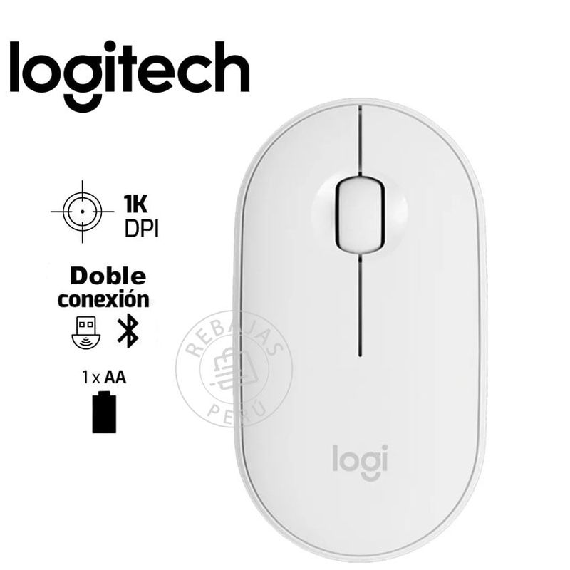 LOGITECH - Logitech Pebble 2 M350S Mouse Inalámbrico Bluetooth Compacto Blanco