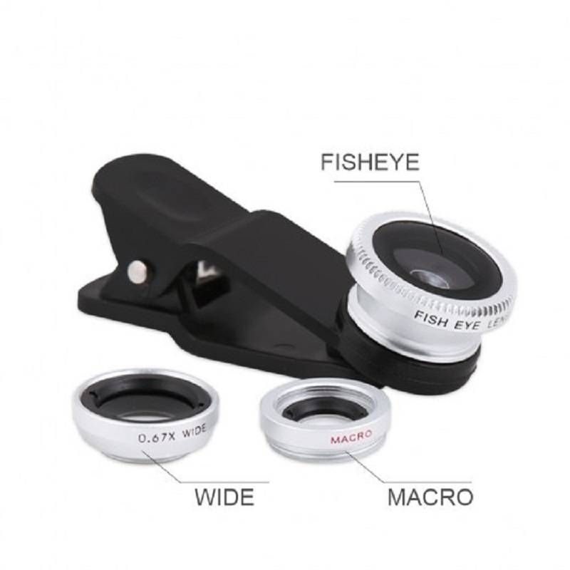 GENERICO - Lente Universal Para Celular C Clip Fisheye Ojo De Pez 235° Plateado