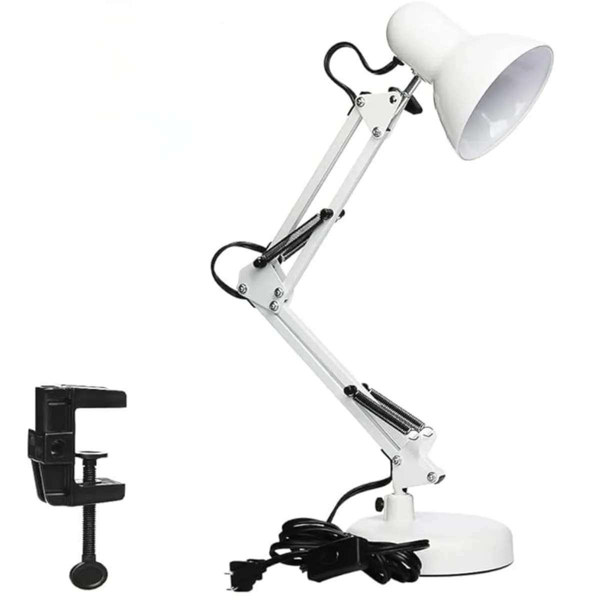 GENERICO - Lámpara Escritorio Con Brazo Ajustable De Metal- Blanco