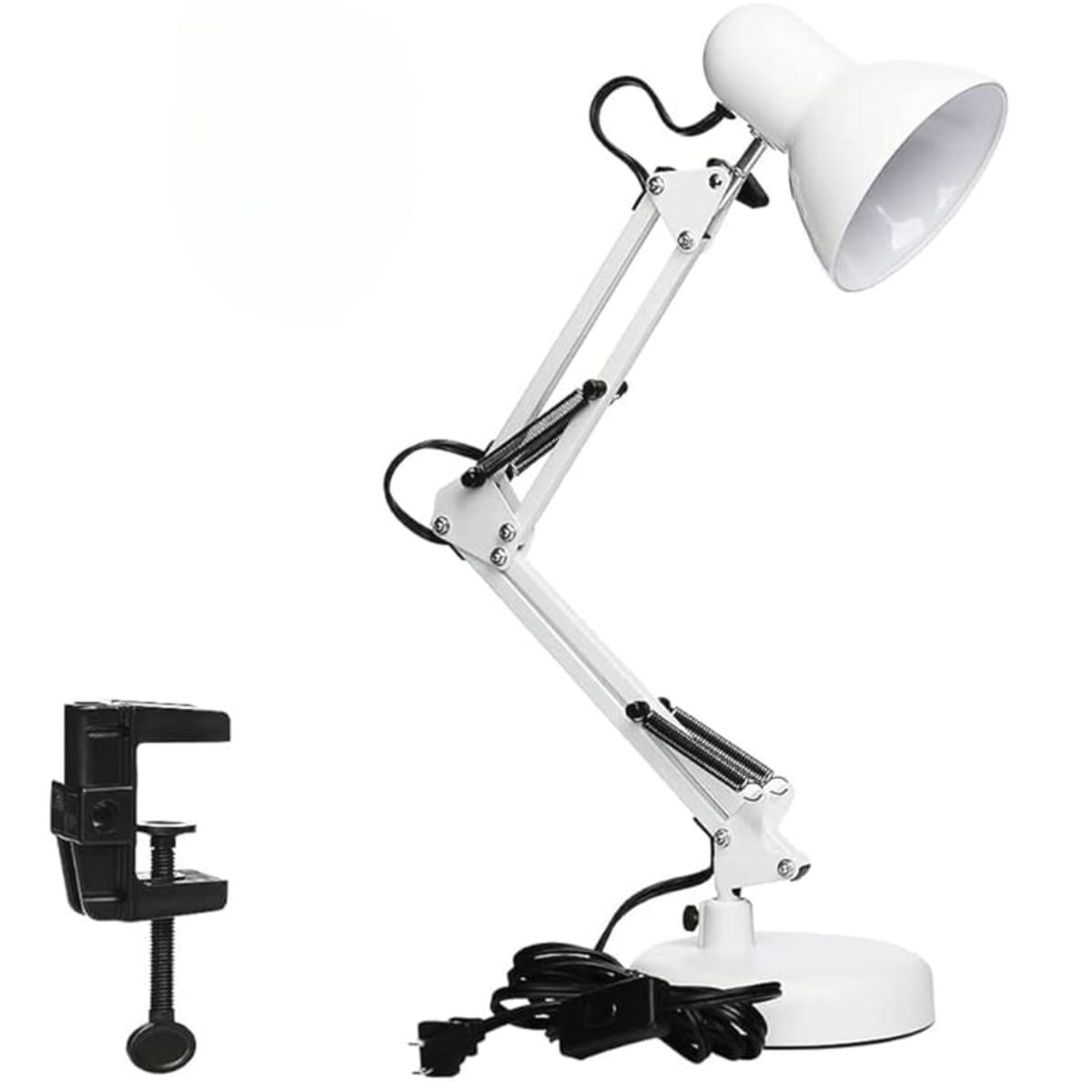 GENERICO - Lámpara Escritorio Con Brazo Ajustable De Metal- Blanco