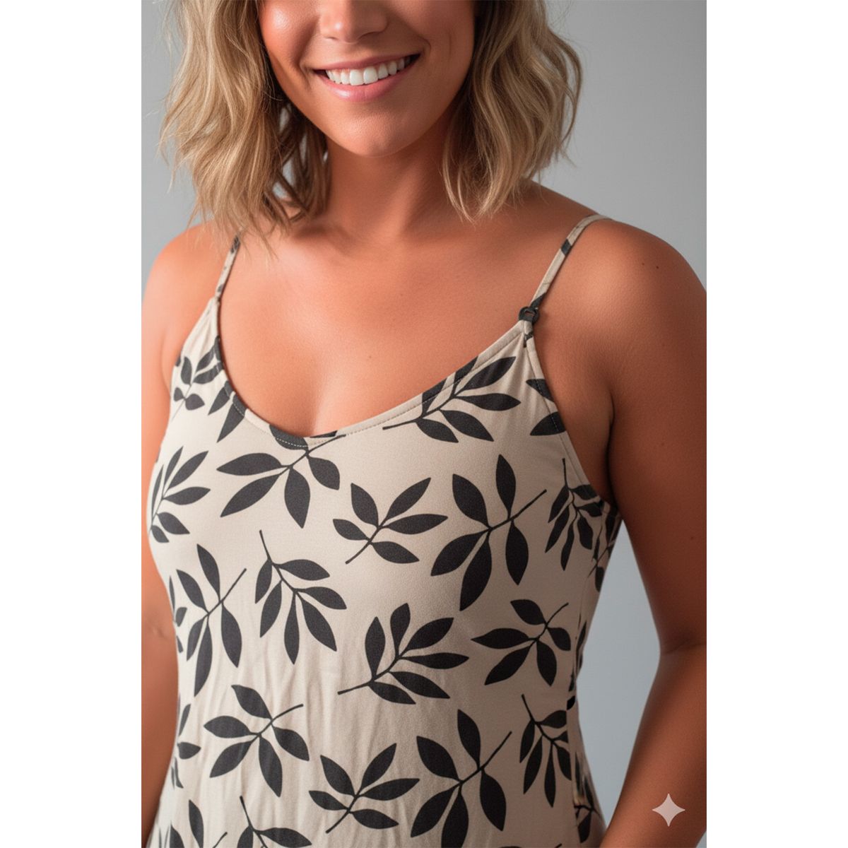 GENERICO - Vestido Maternal Tiritas Broche y Top Lactancia CremaFloresNegras