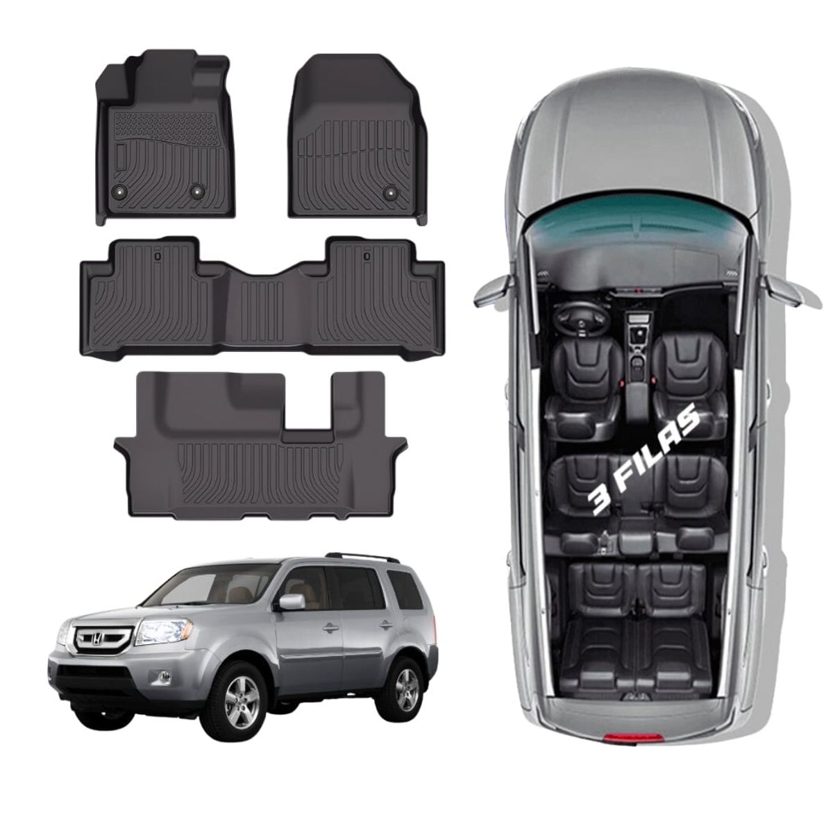 GENERICO - PROTECTOR CUBRE PISO 5D HONDA PILOT 2009-2015