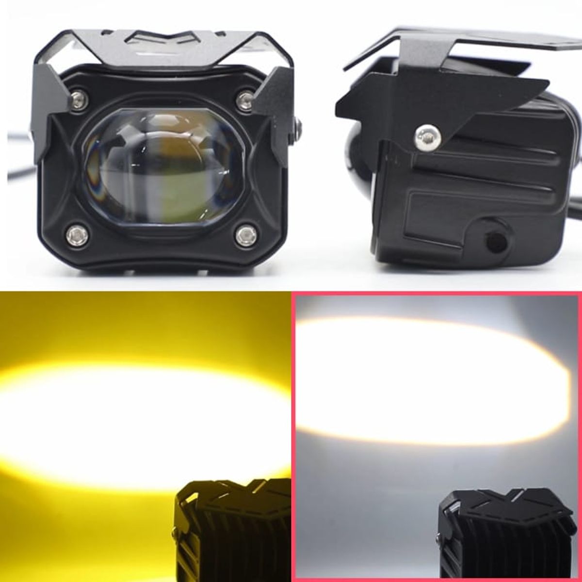 GENERICO - PAR FAROS LED EXPLORADORA DUAL AMARIILO Y BLANCO 12V