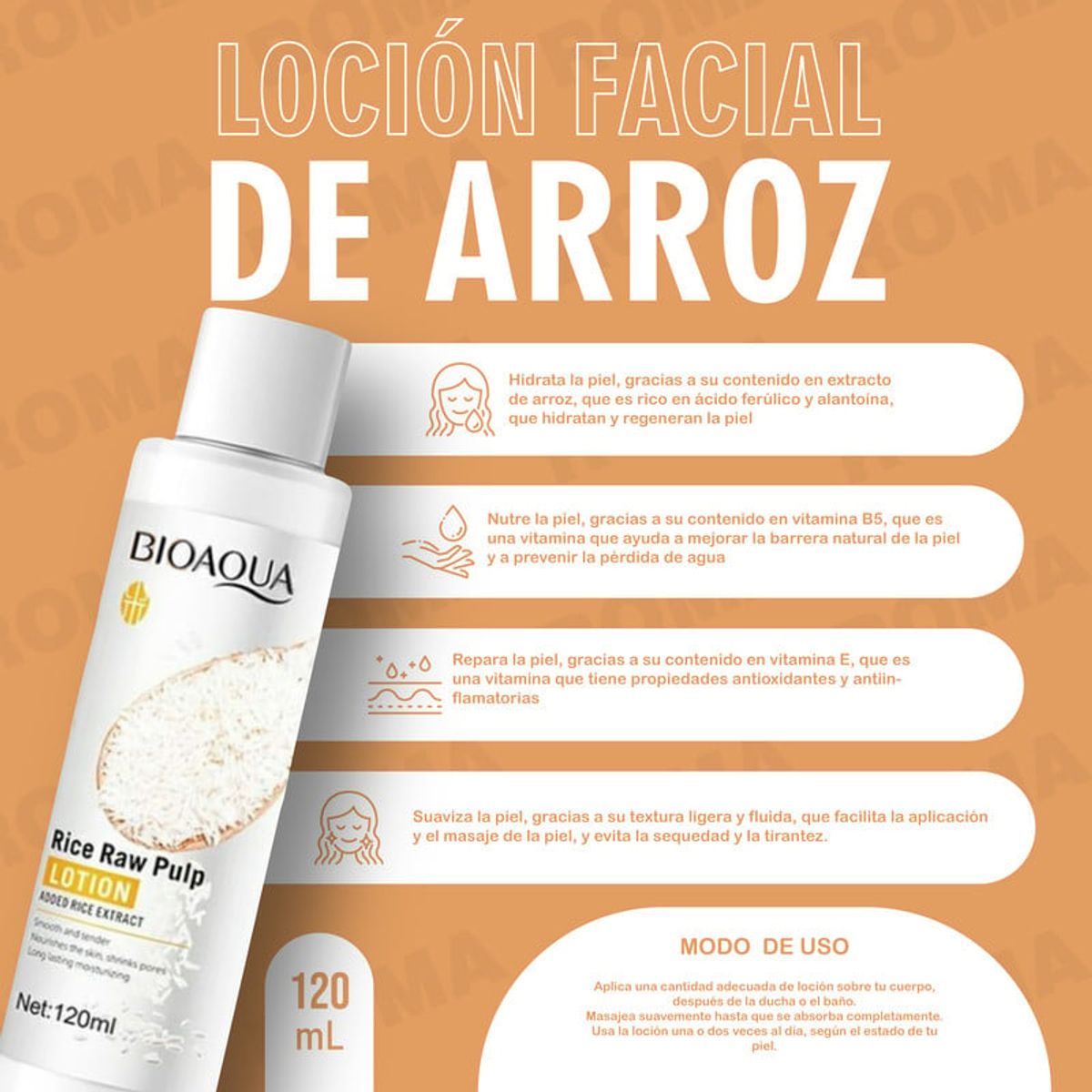 BIOAQUA - LOCIÓN FACIAL ARROZ BIOAQUA 120ML