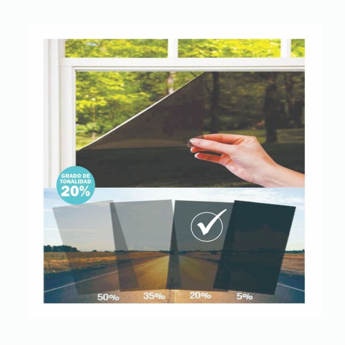 GENERICO - POLARIZADO ADHESIVO Grado 20 - PARA TUS VENTANAS- PACK 2 UDS