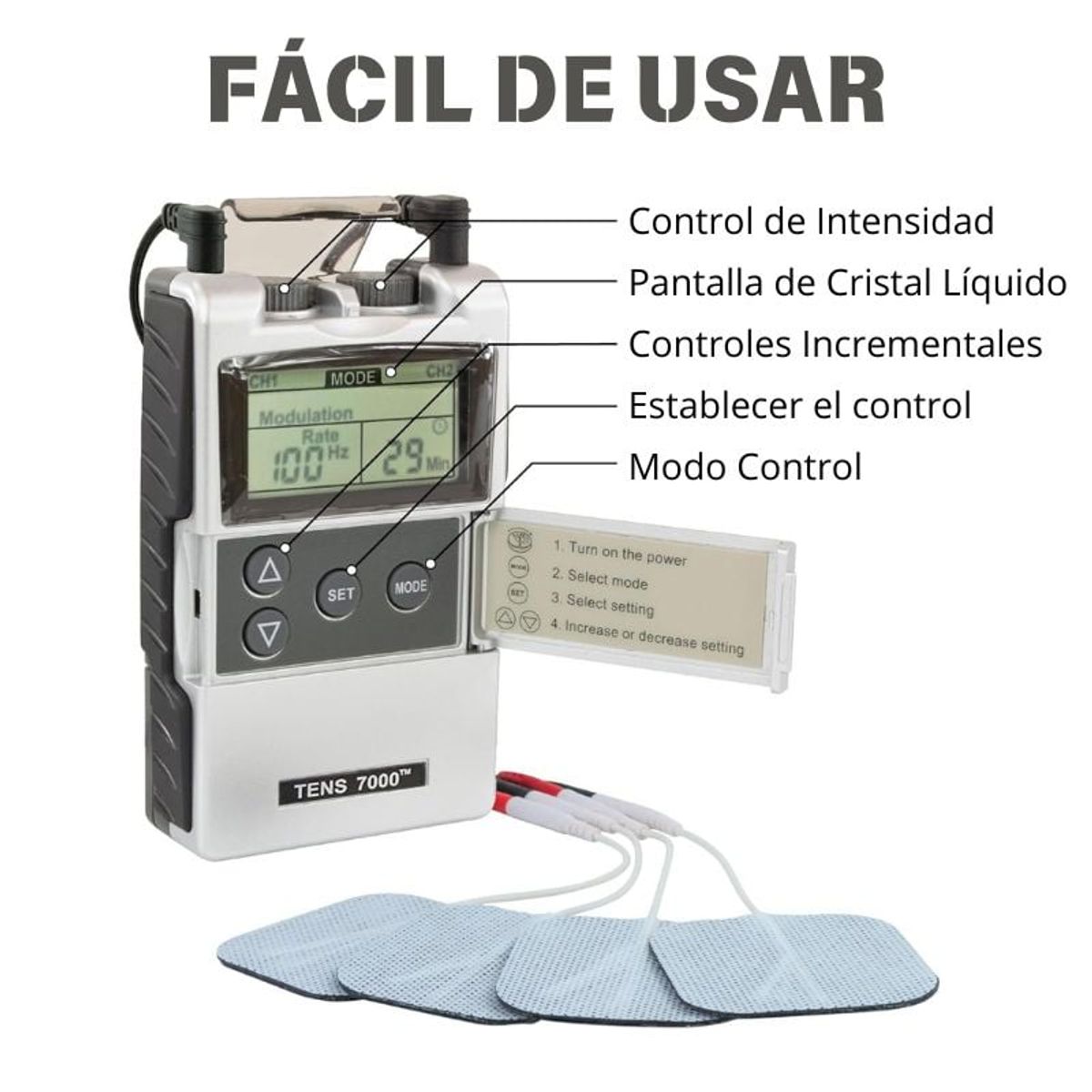 GENERICO - Estimulador y Masajeador Eléctrico TENS7000 - RECARGABLE