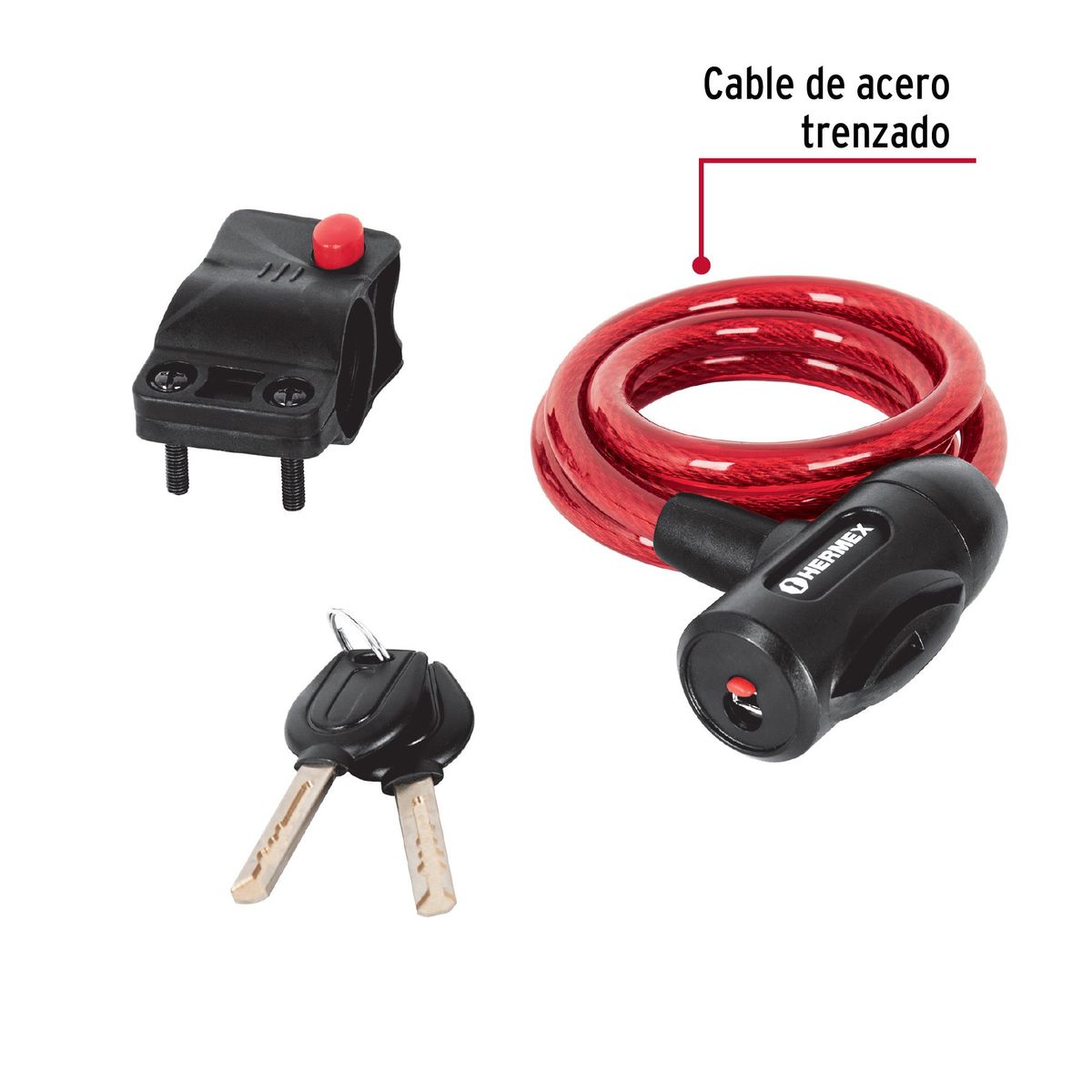 HERMEX - Candado de cable con llave, 10 mm X 1.0 m, Hermex