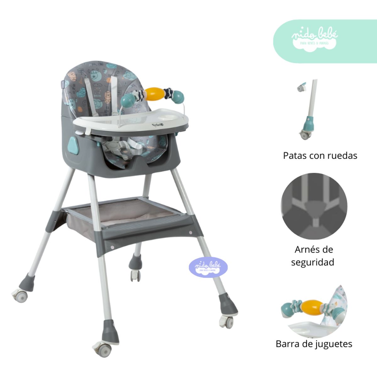 GENERICO - Silla de Comer de bebé modelo Cammy color plomo