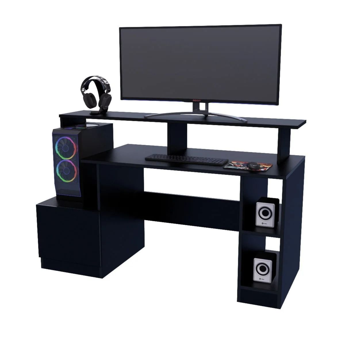 PELIKANO - Escritorio gamer 150 cm negro Innovaciones Lumik