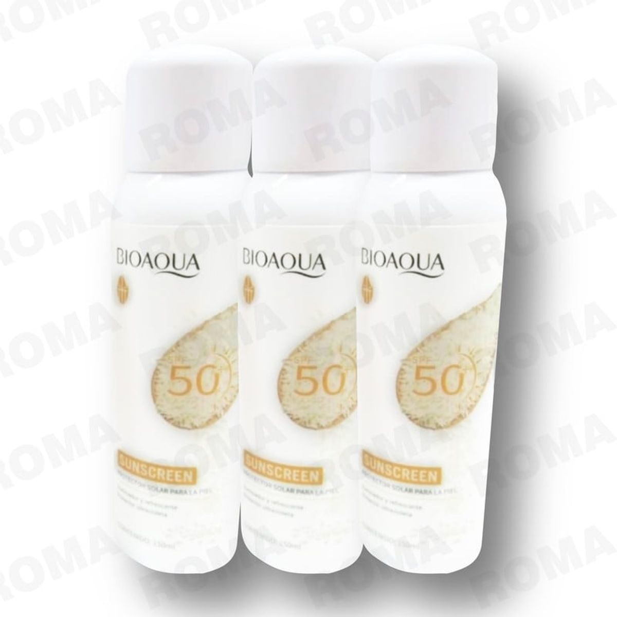 BIOAQUA - PACK 3 PROTECTOR SOLAR HIDRATANTE ARROZ EN SPRAY SPF50 BIOAQUA 450ML