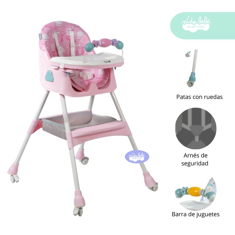 GENERICO - Silla de Comer de bebé modelo Cammy color rosa