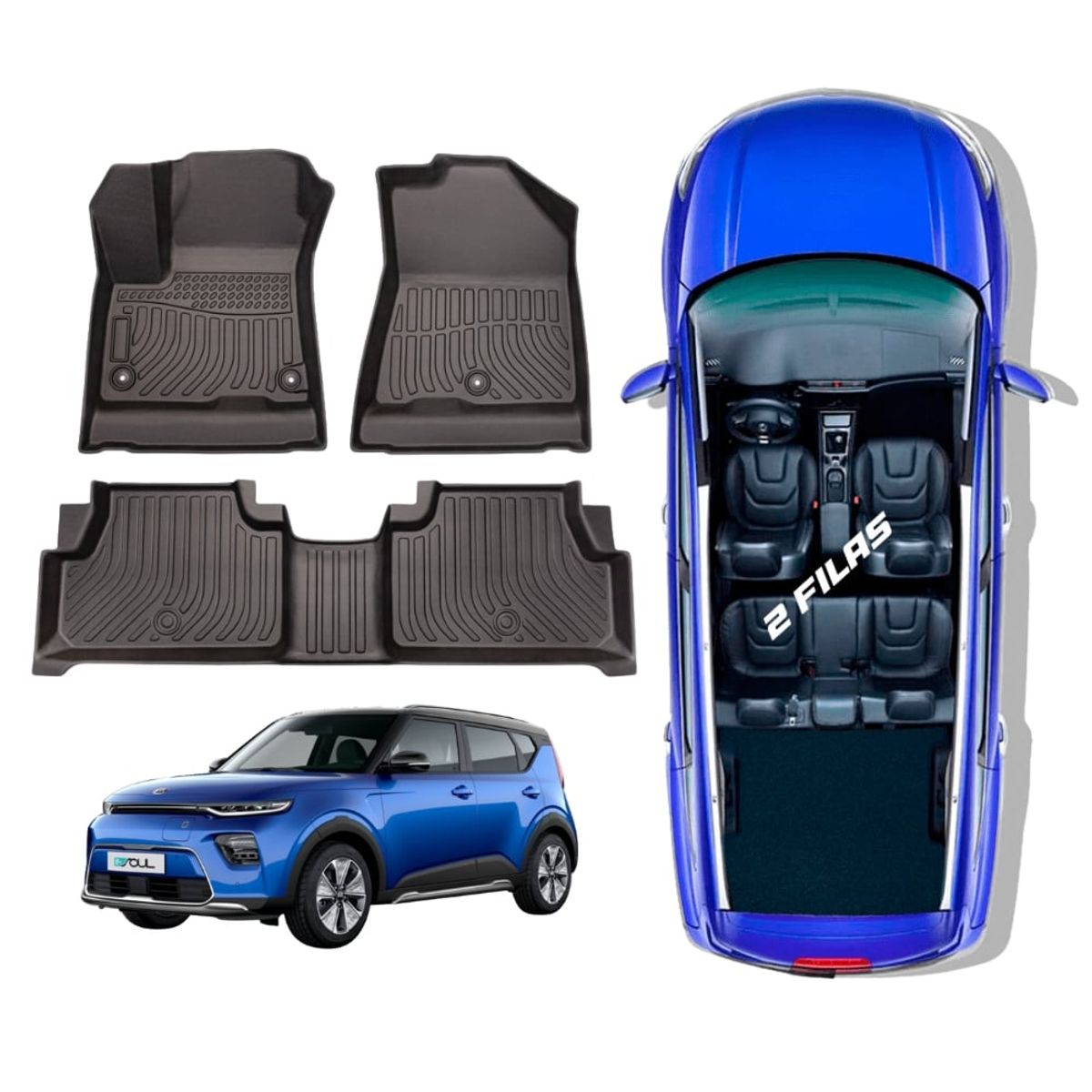 GENERICO - PROTECTOR CUBRE PISO 5D KIA SOUL EV 2020-2022