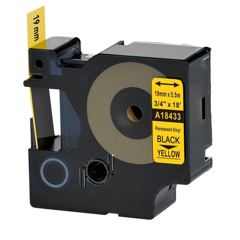 GENERICO - CINTA DYMO COMPATIBLE 18433 19MM LETRA NEGRO SOBRE AMARILLO