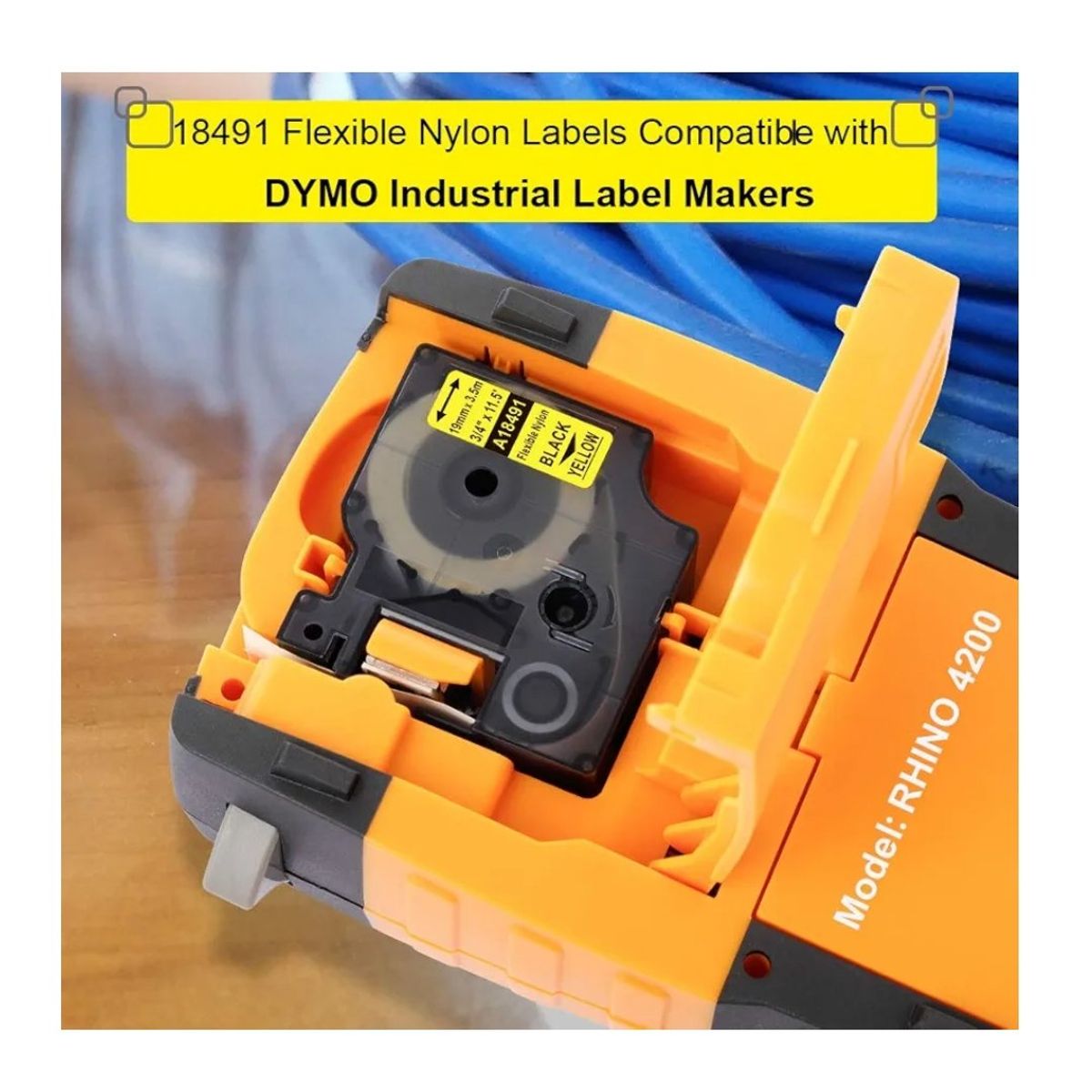 GENERICO - CINTA DYMO COMPATIBLE 18433 19MM LETRA NEGRO SOBRE AMARILLO