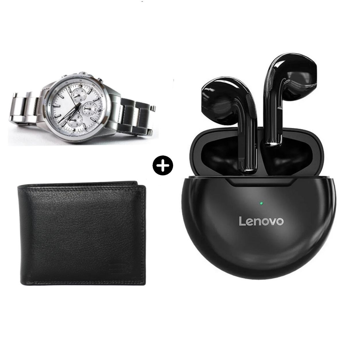 LENOVO - Audífono Bluetooth Lenovo HT38 Negro + Reloj y Billetera de Regalo