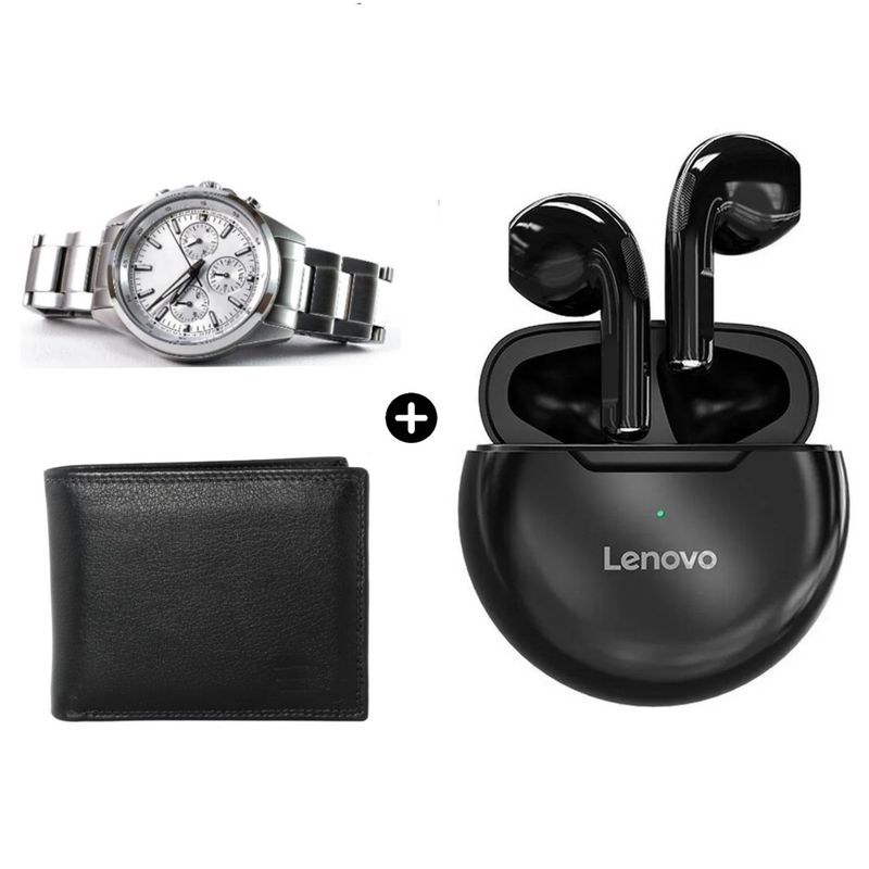 LENOVO - Audífono Bluetooth Lenovo HT38 Negro + Reloj y Billetera de Regalo