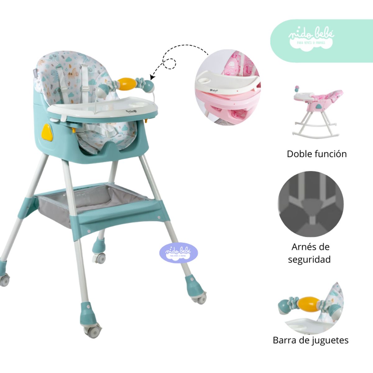 GENERICO - Silla de Comer de bebé modelo Cammy plus color verde