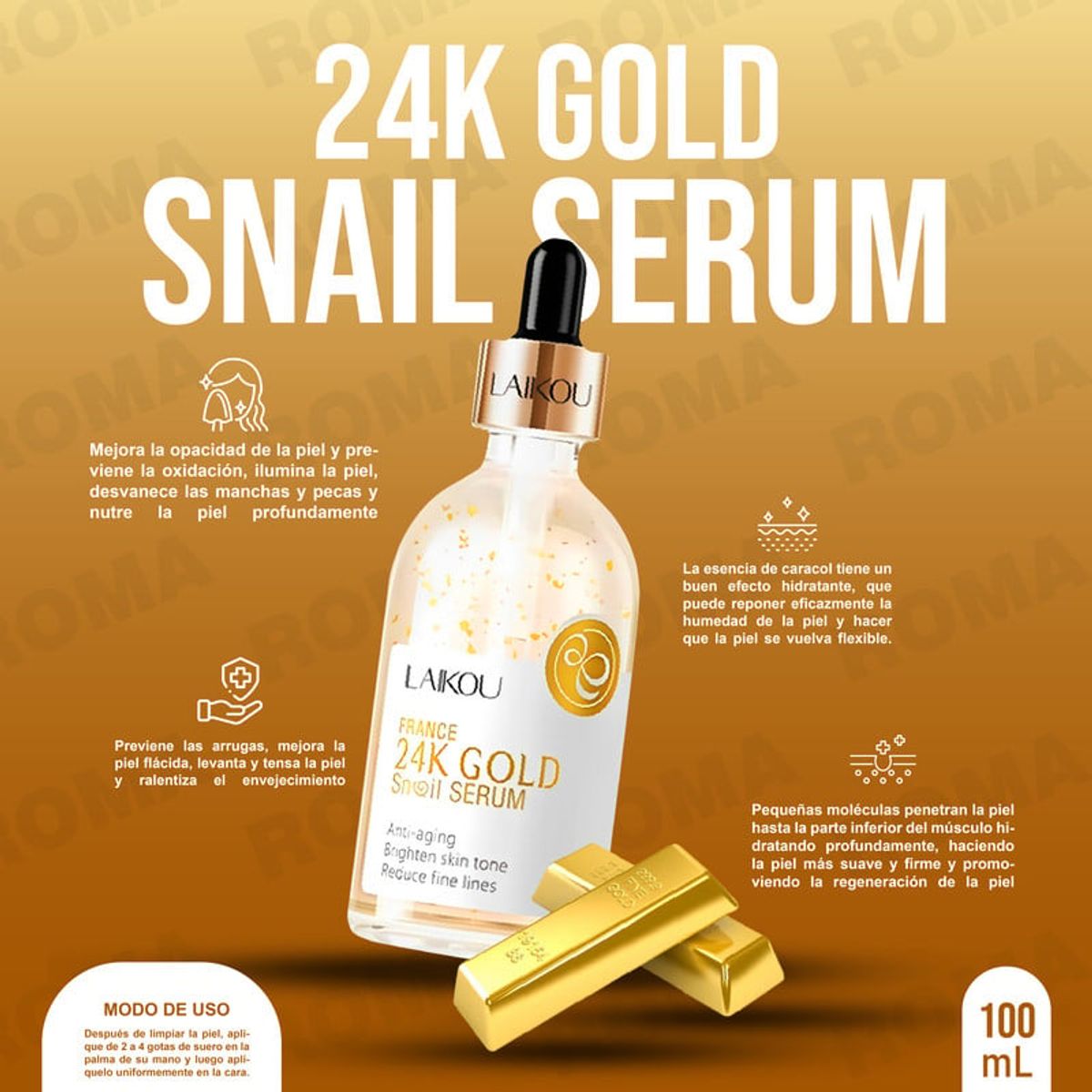 GENERICO - 24K GOLD SNAIL SERUM LAIKOU 100ML