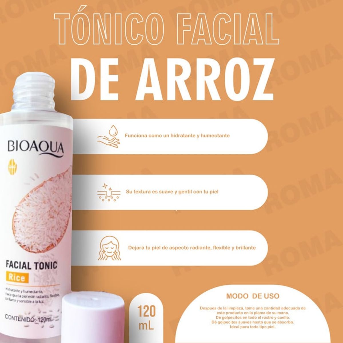 BIOAQUA - TÓNICO FACIAL DE ARROZ BIOAQUA 120ML