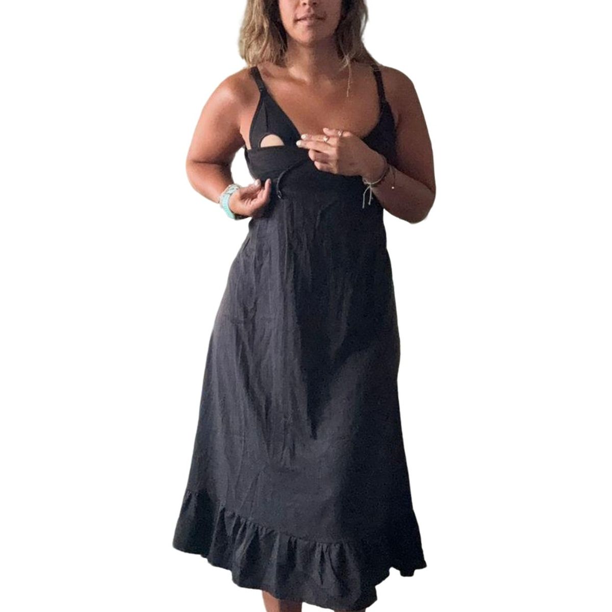 GENERICO - Vestido Maternal Tiritas Broche y Top Lactancia Morado